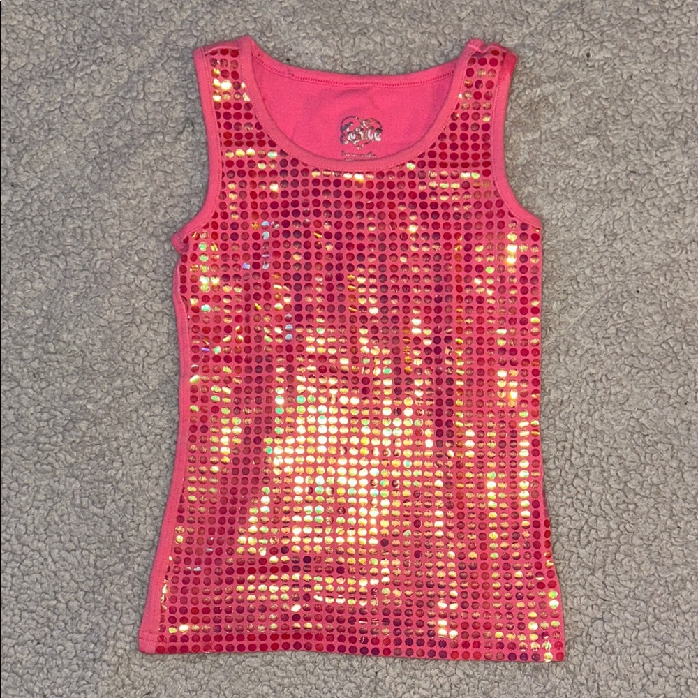 Justice Shimmering Pink Sequin Tank Top